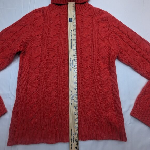 Lilly Pulitzer 100% Cashmere Cable Knit Turtleneck Womens Sweater Coral Red Sz L - Picture 5 of 9